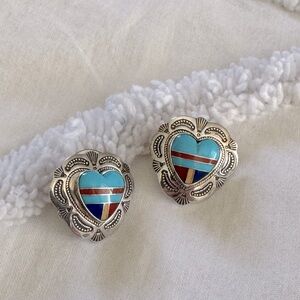 Sterling and Turquoise Heart post earrings